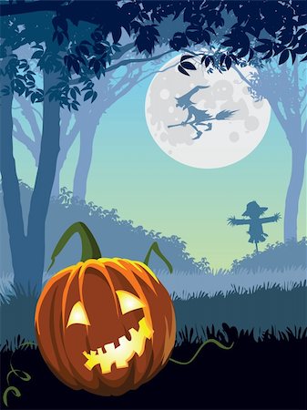 Halloween scary garden, illustration for Halloween holiday Stock Photo - Budget Royalty-Free & Subscription, Code: 400-04217530