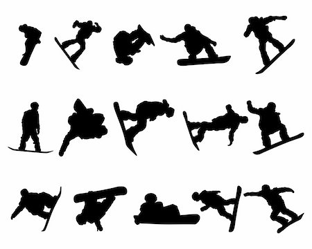 simsearch:400-03985663,k - Snowboarder man silhouette set for design use Stock Photo - Budget Royalty-Free & Subscription, Code: 400-04218164