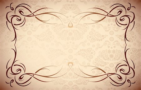 elegant wedding floral graphic - Elegant Floral Frame | Border - Seamless Damask Vector Texture Stock Photo - Budget Royalty-Free & Subscription, Code: 400-04219357