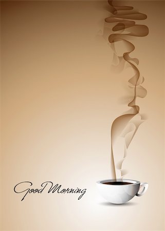smoke vector - Good Morning - Vector Illustration of a fuming cup of coffee Stock Photo - Budget Royalty-Free & Subscription, Code: 400-04219399