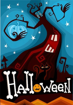 vector illustration of a halloween card Stock Photo - Budget Royalty-Free & Subscription, Code: 400-04219536