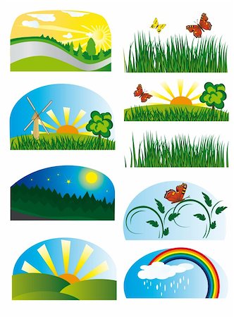 Collection of elements of nature. Vector illustration. Vector art in Adobe illustrator EPS format, compressed in a zip file. The different graphics are all on separate layers so they can easily be moved or edited individually. The document can be scaled to any size without loss of quality. Photographie de stock - Aubaine LD & Abonnement, Code: 400-04219586