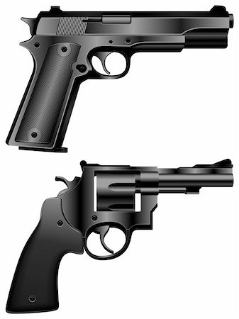 simsearch:400-04335613,k - Black pistol and revolver. Stock Photo - Budget Royalty-Free & Subscription, Code: 400-04210230