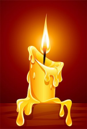 flame of burning candle with dripping wax vector illustration Stock Photo - Budget Royalty-Free & Subscription, Code: 400-04210315
