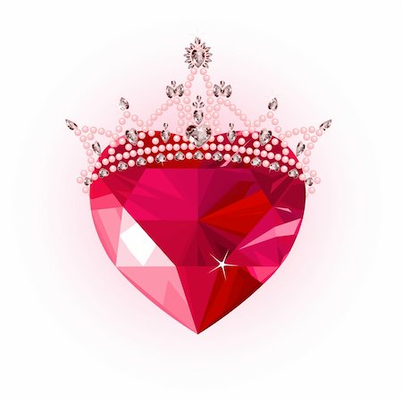 Shiny crystal love heart with princess crown  design Stock Photo - Budget Royalty-Free & Subscription, Code: 400-04210435