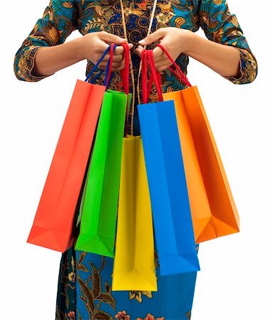 szefei (artist) - Woman in tradition Kebaya holding colorful shopping bag. Stock Photo - Budget Royalty-Free & Subscription, Code: 400-04211346