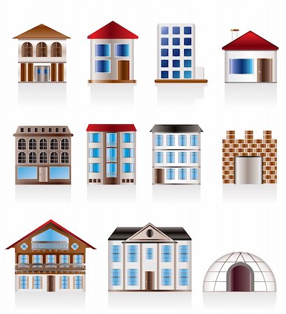 environmental business illustration - Various variants of houses and buildings - Vector Illustration Photographie de stock - Aubaine LD & Abonnement, Code: 400-04211349