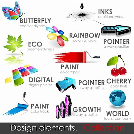 Design elements collection. Vector high quality 3d icons. Stock Photo - Budget Royalty-Free & Subscription, Code: 400-04211449