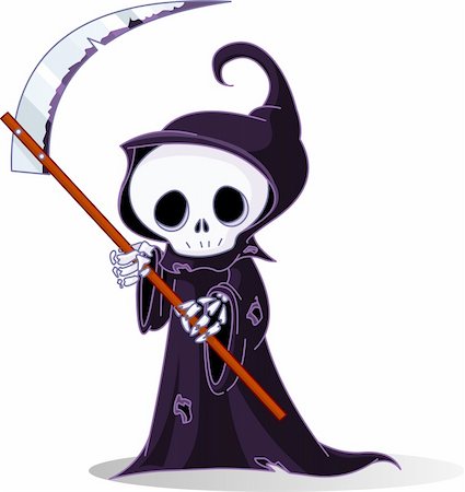 simsearch:400-03971352,k - Cute cartoon grim reaper with scythe  isolated on white Foto de stock - Super Valor sin royalties y Suscripción, Código: 400-04211599
