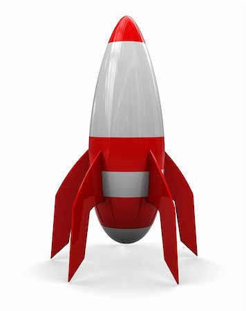 spaceship - abstract 3d illustration of cartoon rocket over white background Stock Photo - Budget Royalty-Free & Subscription, Code: 400-04212083