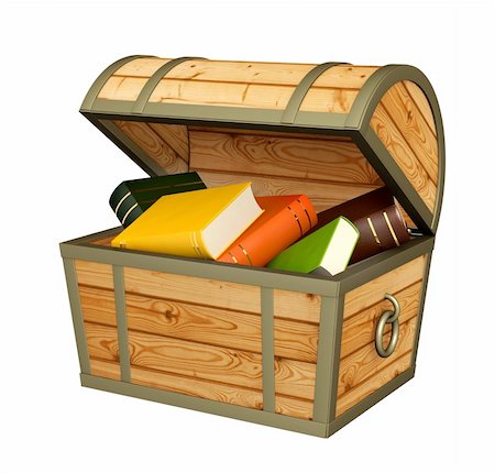 simsearch:700-00150473,k - Books in wooden chest. Isolated over white Stock Photo - Budget Royalty-Free & Subscription, Code: 400-04212446
