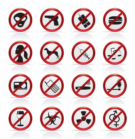 stoyanh (artist) - Prohibition Sign and icons - Vector Icon Set Stock Photo - Budget Royalty-Free & Subscription, Code: 400-04212618