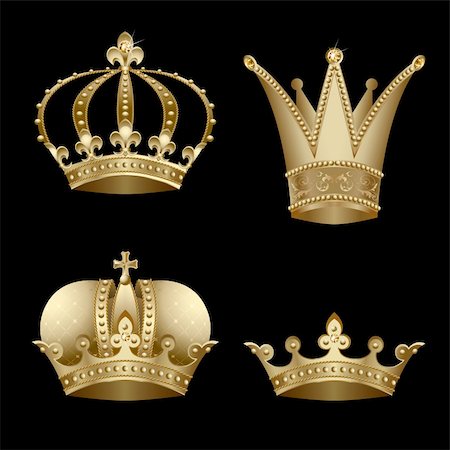 Set of four gold crown with diamond Foto de stock - Super Valor sin royalties y Suscripción, Código: 400-04212662