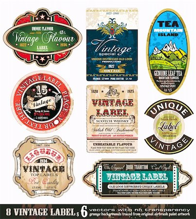 Vintage Labels Collection - 9 design elements with original antique style -Set 6 Stock Photo - Budget Royalty-Free & Subscription, Code: 400-04213138
