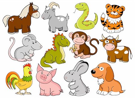 snake images for kids - Vector animals - symbols of Chinese horoscope Stock Photo - Budget Royalty-Free & Subscription, Code: 400-04225922