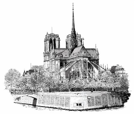 Vector illustration of Notre Dame in Paris Photographie de stock - Aubaine LD & Abonnement, Code: 400-04226042