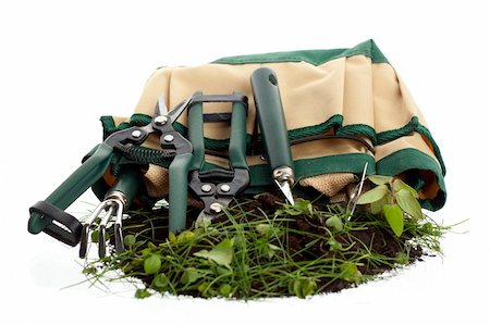 simsearch:400-05297250,k - Set of garden tools and the holding bag Stock Photo - Budget Royalty-Free & Subscription, Code: 400-04227077