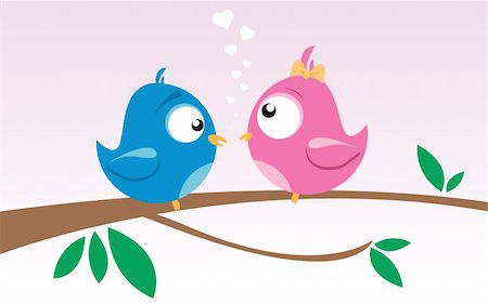 simsearch:400-04299563,k - vector illustration of two birds on a branch Stock Photo - Budget Royalty-Free & Subscription, Code: 400-04227481