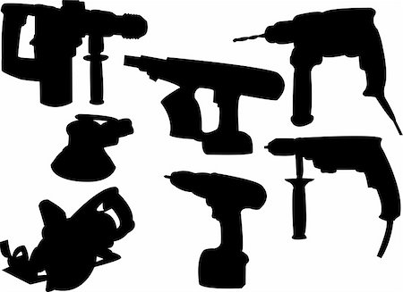 simsearch:400-03947919,k - collection of tools silhouette - vector Stock Photo - Budget Royalty-Free & Subscription, Code: 400-04227764