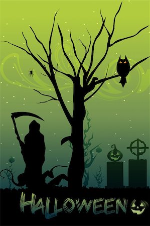 simsearch:400-03936196,k - illustration of halloween ghost standing under tree Stock Photo - Budget Royalty-Free & Subscription, Code: 400-04227914