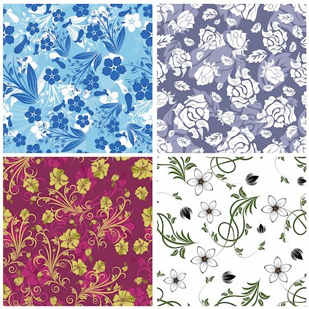 simsearch:400-05706564,k - Seamless vector floral pattern set. For easy making seamless pattern just drag all group into swatches bar, and use it for filling any contours. Stock Photo - Budget Royalty-Free & Subscription, Code: 400-04228014
