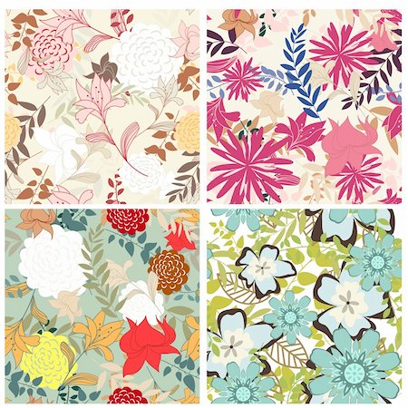 simsearch:400-05706564,k - Seamless vector floral pattern set. For easy making seamless pattern just drag all group into swatches bar, and use it for filling any contours. Stock Photo - Budget Royalty-Free & Subscription, Code: 400-04228015