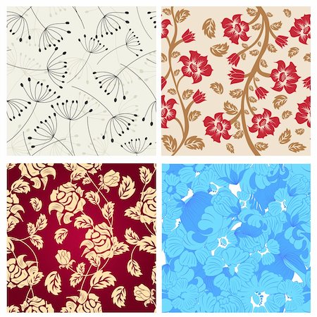simsearch:400-05706564,k - Seamless vector floral pattern set. For easy making seamless pattern just drag all group into swatches bar, and use it for filling any contours. Stock Photo - Budget Royalty-Free & Subscription, Code: 400-04228016