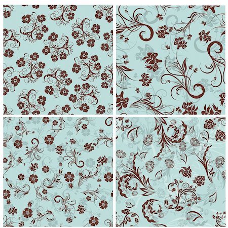 simsearch:400-05706564,k - Seamless vector floral pattern set. For easy making seamless pattern just drag all group into swatches bar, and use it for filling any contours. Stock Photo - Budget Royalty-Free & Subscription, Code: 400-04228013