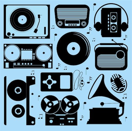 A pattern made of various music playing devices Stock Photo - Budget Royalty-Free & Subscription, Code: 400-04228153