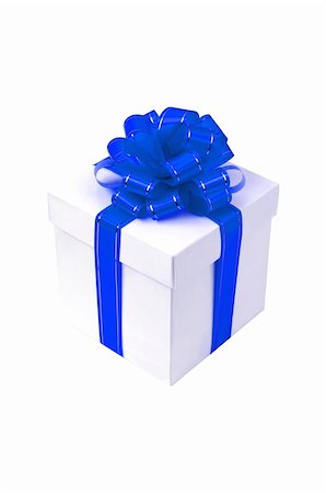 simsearch:400-04886615,k - White box with blue bow isolated on white Stock Photo - Budget Royalty-Free & Subscription, Code: 400-04228215