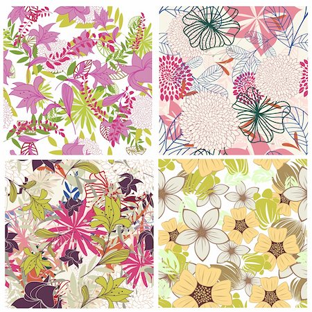 simsearch:400-05706564,k - Seamless vector floral pattern. For easy making seamless pattern just drag all group into swatches bar, and use it for filling any contours. Stock Photo - Budget Royalty-Free & Subscription, Code: 400-04228321