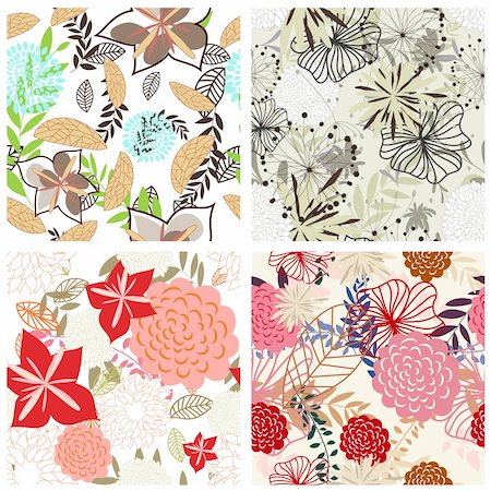 simsearch:400-05706564,k - Seamless vector floral pattern. For easy making seamless pattern just drag all group into swatches bar, and use it for filling any contours. Stock Photo - Budget Royalty-Free & Subscription, Code: 400-04228323