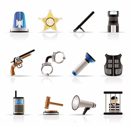 law, order, police and crime icons - vector icon set Stock Photo - Budget Royalty-Free & Subscription, Code: 400-04228354