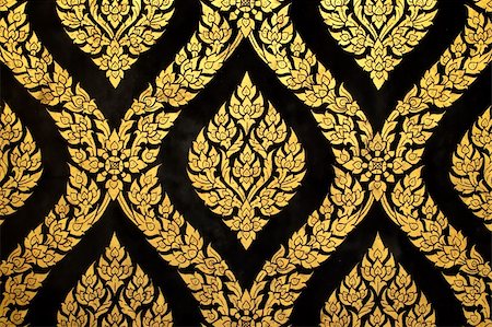 thai art gold paiting pattern on door Stock Photo - Budget Royalty-Free & Subscription, Code: 400-04228359