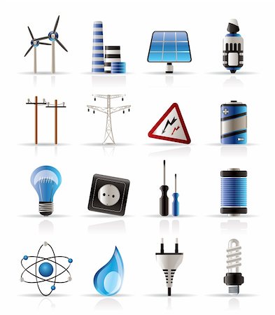 simsearch:400-04285412,k - Electricity,  power and energy icons - vector icon set Stock Photo - Budget Royalty-Free & Subscription, Code: 400-04228350