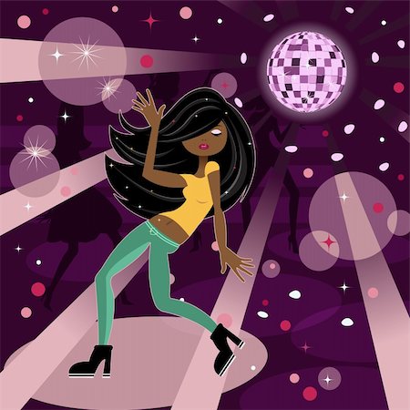 dancer girl cartoon - A girl dancing in a club Stock Photo - Budget Royalty-Free & Subscription, Code: 400-04228421