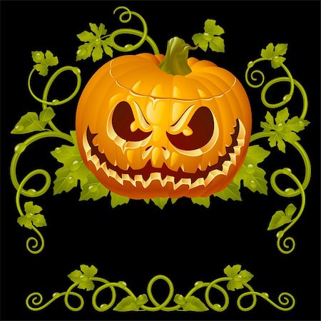 pumpkin leaf pattern - Pumpkin Jack vintage pattern Stock Photo - Budget Royalty-Free & Subscription, Code: 400-04228432