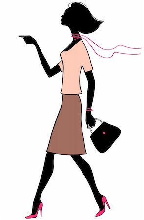 simsearch:400-04410351,k - Vector silhouette beauty business woman with bag Stock Photo - Budget Royalty-Free & Subscription, Code: 400-04228699