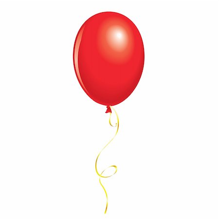 Red balloon with dangling curly ribbon in vector format Foto de stock - Super Valor sin royalties y Suscripción, Código: 400-04229812