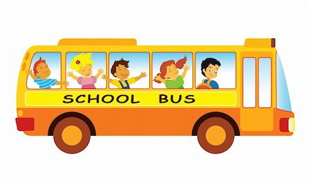 Group of elementary school pupils in a school bus Stock Photo - Budget Royalty-Free & Subscription, Code: 400-04229948