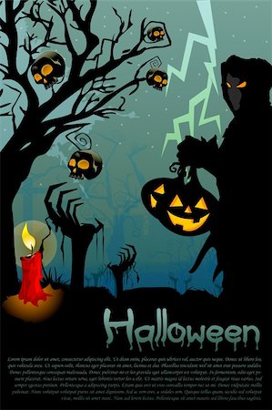 simsearch:400-03936196,k - illustration of ghost with jack lantern in halloween night Stock Photo - Budget Royalty-Free & Subscription, Code: 400-04220304