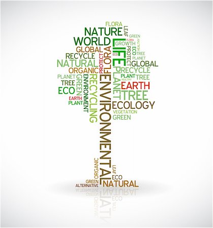 simsearch:400-05365649,k - Ecology - environmental poster made from words in the shape of green tree Stock Photo - Budget Royalty-Free & Subscription, Code: 400-04220330