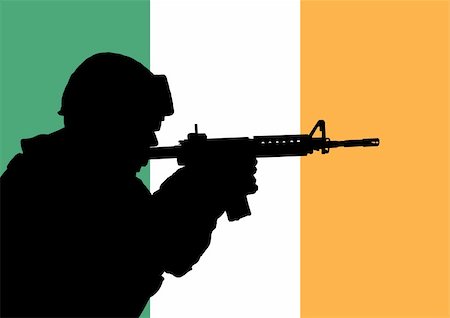 simsearch:400-04072400,k - Silhouette of an Irish soldier with the flag of Ireland in the background Stock Photo - Budget Royalty-Free & Subscription, Code: 400-04220367