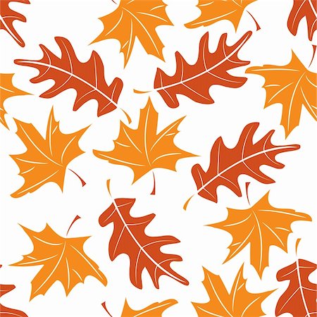 simsearch:400-05256623,k - Seamless autumnal pattern with maple and oak leaves. Vector illustration Photographie de stock - Aubaine LD & Abonnement, Code: 400-04220373
