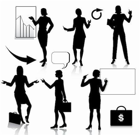 Vector silhouette set of business women Stock Photo - Budget Royalty-Free & Subscription, Code: 400-04221657