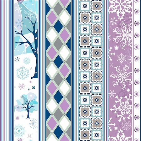 Seamless striped christmas border with snowflakes and geometric ornaments (vector) Foto de stock - Super Valor sin royalties y Suscripción, Código: 400-04221976