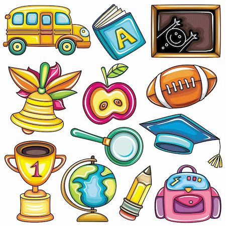 simsearch:400-05358791,k - Vector set of colorful school design elements, isolated on white background. Stock Photo - Budget Royalty-Free & Subscription, Code: 400-04222140