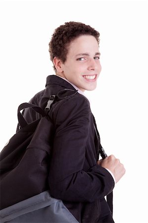 simsearch:400-04335148,k - young man with a school bag, isolated on white, studio shot. Foto de stock - Super Valor sin royalties y Suscripción, Código: 400-04222729