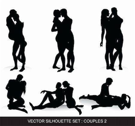 Vector silhouette set of romantic couples Stock Photo - Budget Royalty-Free & Subscription, Code: 400-04222940