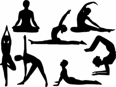simsearch:400-04337089,k - yoga silhouette collection - vector Stock Photo - Budget Royalty-Free & Subscription, Code: 400-04223314
